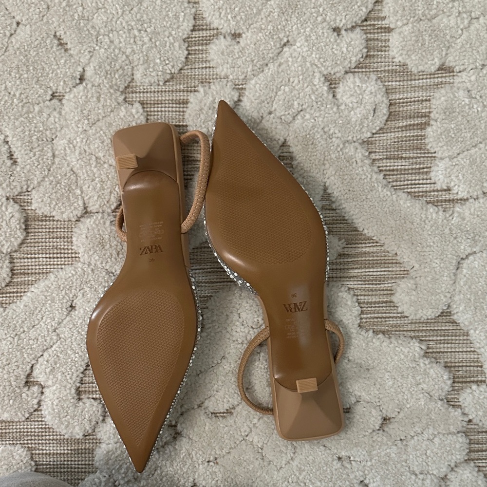 Zara Glittering Silver and Tan Heels never worn - Picture 3 of 3